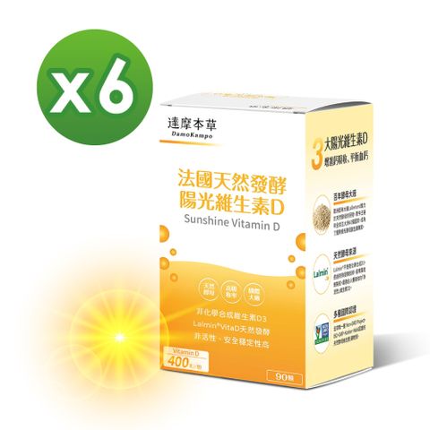 【達摩本草】法國天然酵母陽光維生素D x6盒 (90顆/盒)