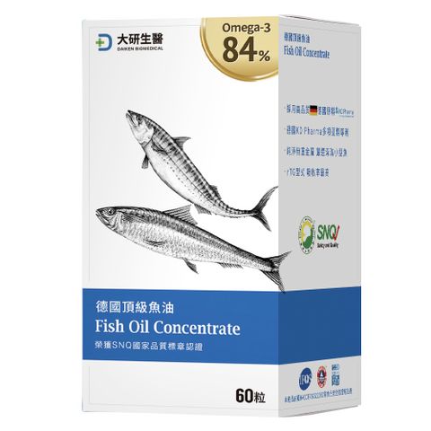 大研德國頂級魚油-Omega-3 84%(60粒x10盒)