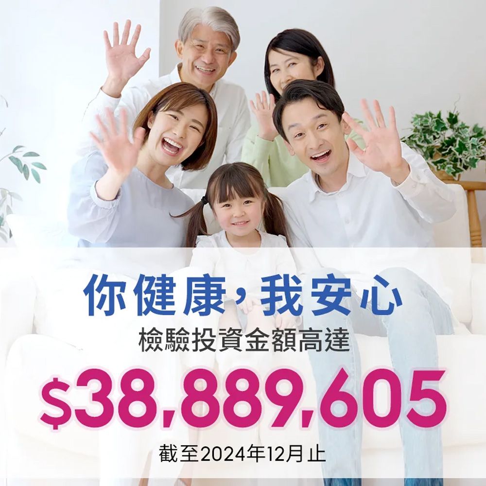 你健康,我安心檢驗投資金額高達$38,889,605截至2024年12月止