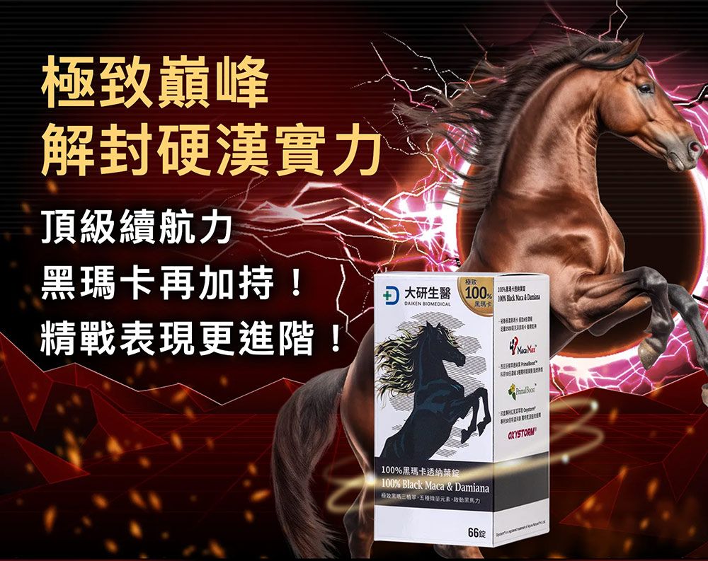 巔峰解封硬漢實頂級續航力瑪卡再加持!精戰表現更進階!極致大研生醫  100    DAIKEN 100%黑瑪卡納100% lack Maca & Damiana黑力B