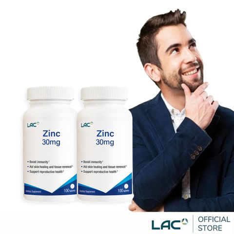 【LAC利維喜】2入組 鋅30食品錠100錠(保護力/鋅好男人)