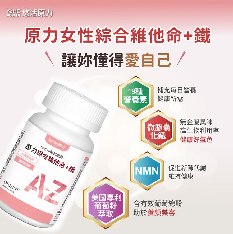 YohoPower 悠活原力  原力女性綜合維他命+鐵膜衣錠(60入/盒)