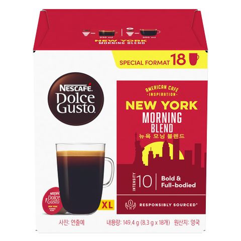 ★2023季節性新品★雀巢咖啡DOLCE GUSTO 紐約美式晨光濃烈咖啡膠囊18顆入 單盒