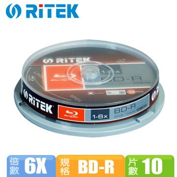 RIDATA 錸德 RiTEK X版 6X BD-R 25G 藍光片(10布丁)