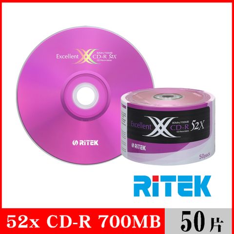 RIDATA 錸德 RITEK 52x CD-R 700MB X版/50片裸裝