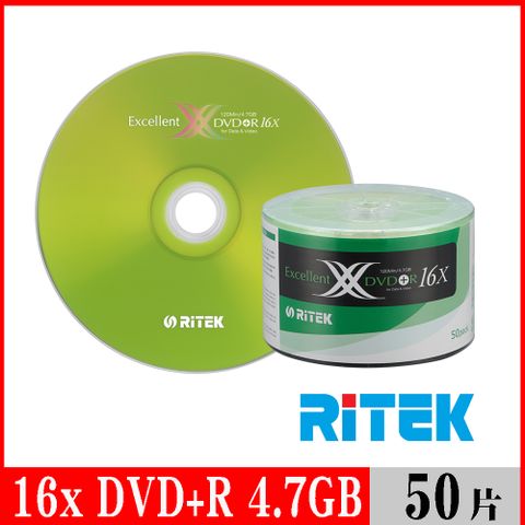 RIDATA 錸德 RITEK 16x DVD+R 4.7GB X版/50片裸裝