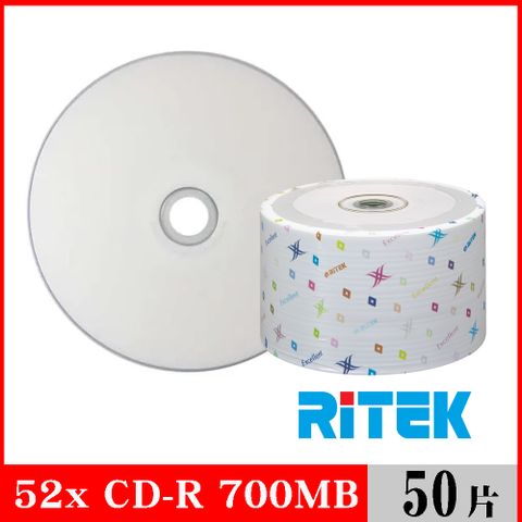 RIDATA 錸德 RITEK 52x CD-R 700MB 珍珠白滿版可列印/50片裸裝