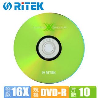 錸德RiTEK X系列 16X DVD-R光碟片 (10片布丁桶裝)