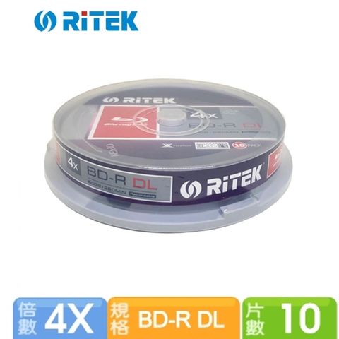 錸德 Ritek 藍光 Blu-ray X版 BD-R 4X DL 50GB 可燒錄光碟片 布丁桶裝(10片)