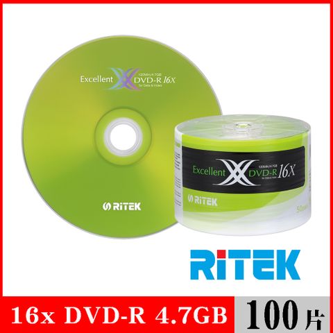 RIDATA 錸德 RITEK 16x DVD-R 4.7GB X版/100片裸裝