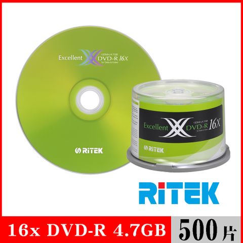 RIDATA 錸德 RITEK 16x DVD-R 4.7GB X版/500片布丁桶裝