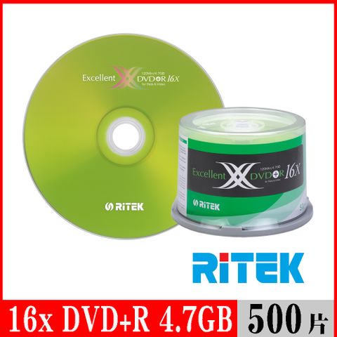 RIDATA 錸德 RITEK 16x DVD+R 4.7GB X版/500片布丁桶裝