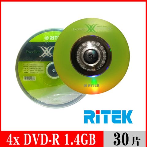 RIDATA 錸德 RITEK 4x DVD-R 1.4GB X版 (8公分)/30片布丁桶裝