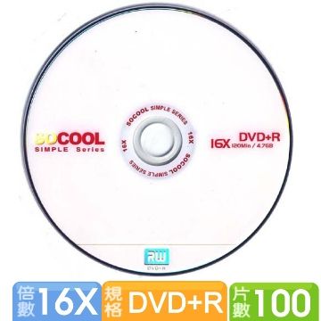 SOCOOL  DVD+R 16X 100片裝
