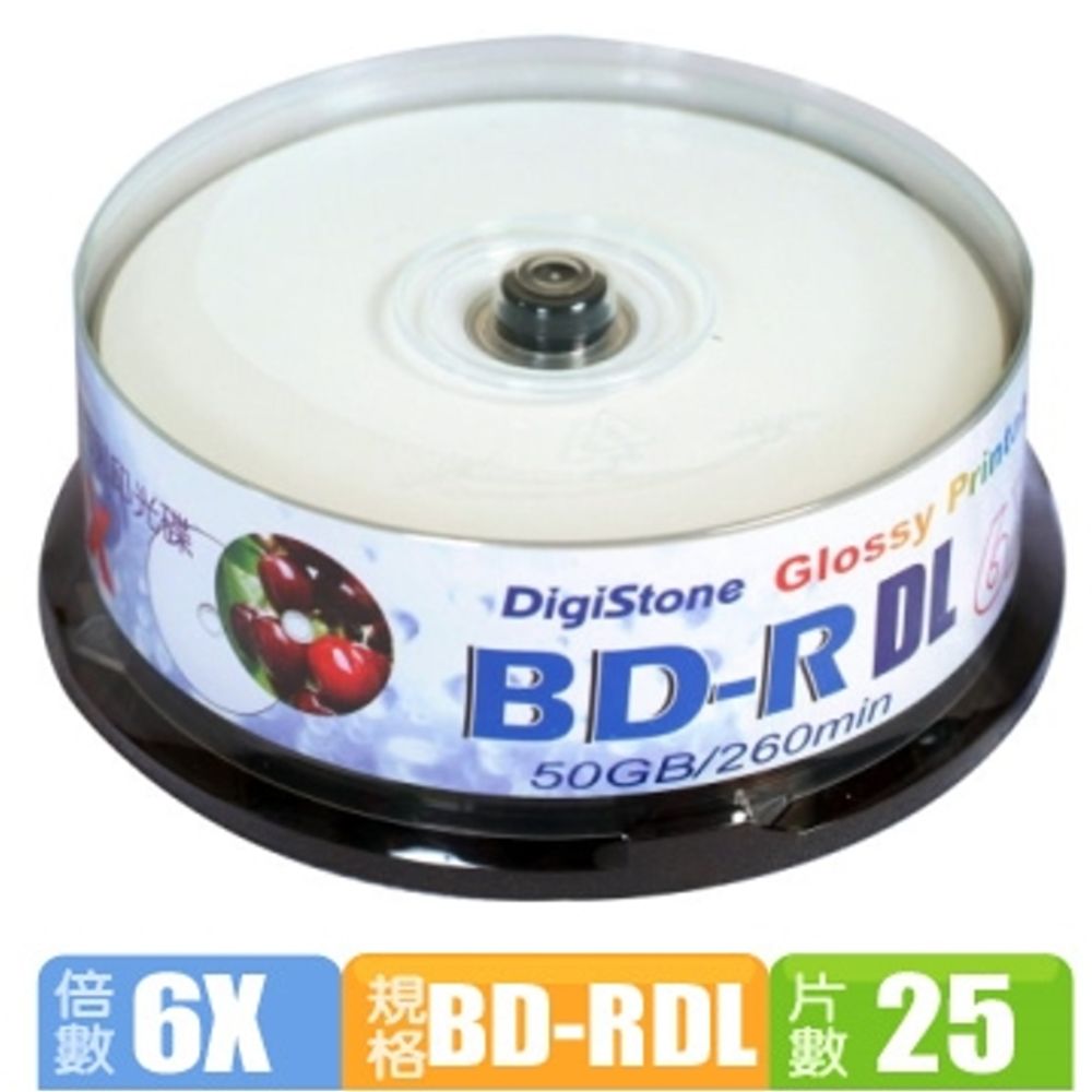 DigiStone  A+ 藍光 Blu-ray 6X BD-R  DL 50GB 亮面相片 滿版可印片X25片