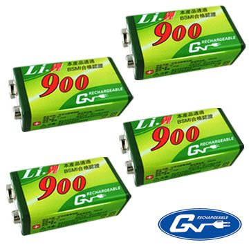超大容量比其他鎳氫電池多3倍以上！GN 可充式鋰電池組(4只裝) GN9Vx4