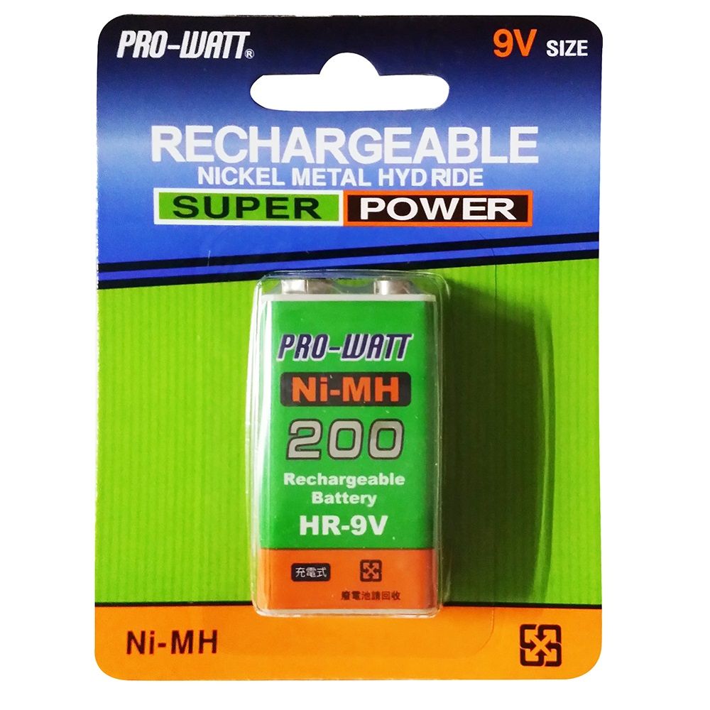  (3入組) PRO-WATT 9V鎳氫200mAh充電電池 HR-9V