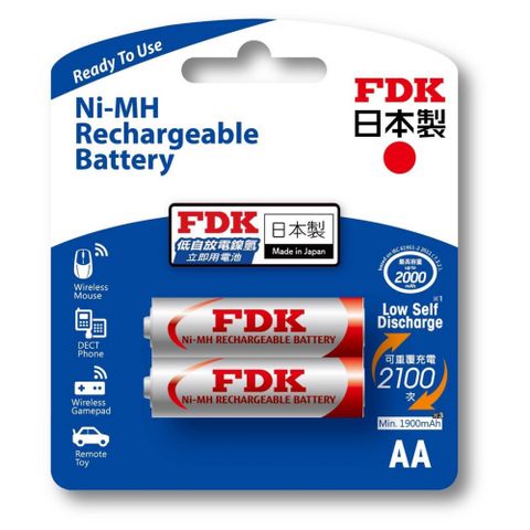 日本FDK 大容量低自放電 3號 2入充電電池 HR3UTFA-2