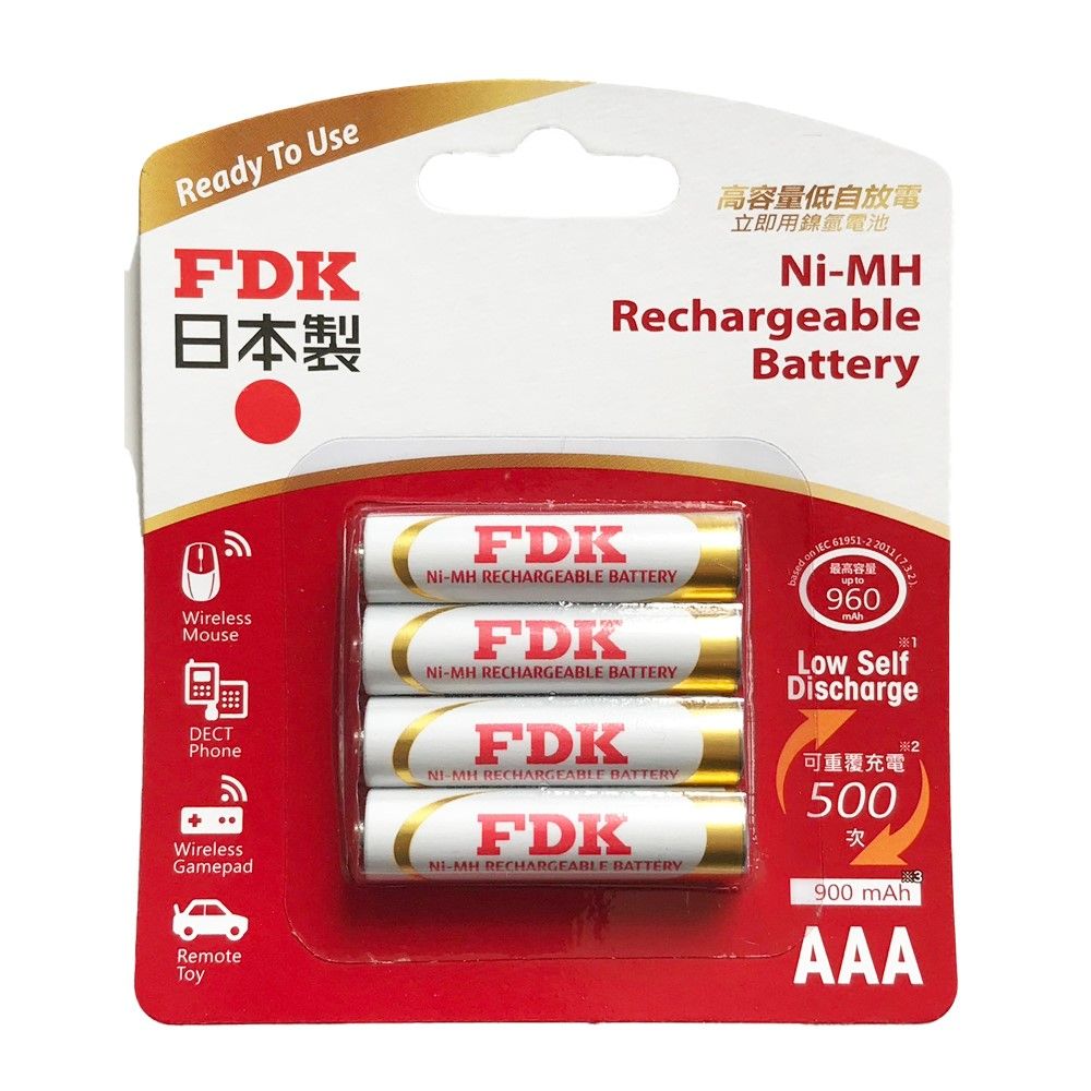 FDK 日本  大容量低自放電   4號 4入充電電池 HR4UTHFA-4