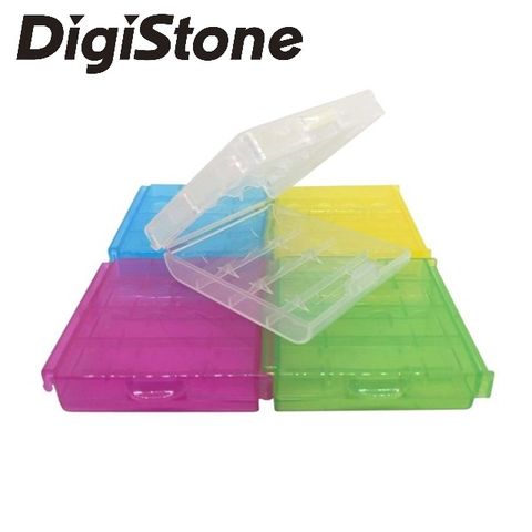 DigiStone 電池收納盒 3/4號電池(共用) 4/5入裝收納盒 5色炫彩(透明/黃/綠/紅/藍色)X5個