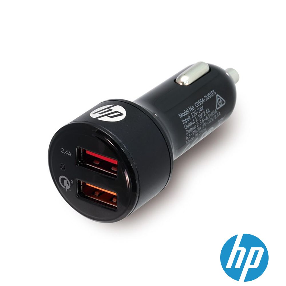 HP 惠普  USB+QC3.0.疾速車用充電器(049GBBLK0TW)