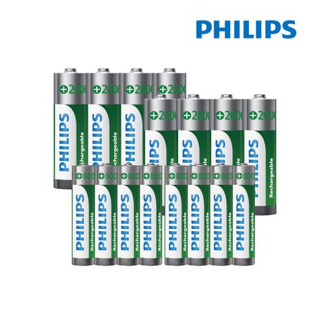 PHILIPS 飛利浦 充電電池(3號8入+4號8入)