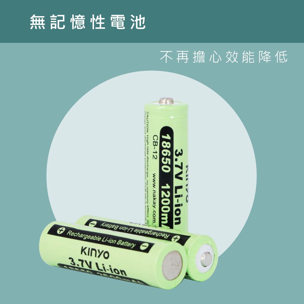 KINYO 18650電池3.7v1200mah(2入*2) CB-122