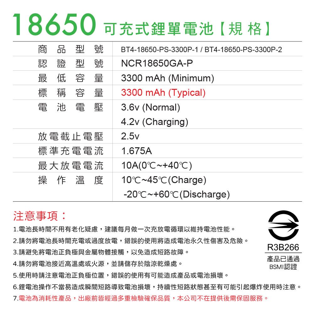 松下 18650【原裝正品】【尖頭版】可充式鋰電池 3300mAh-1入+收納防潮盒
