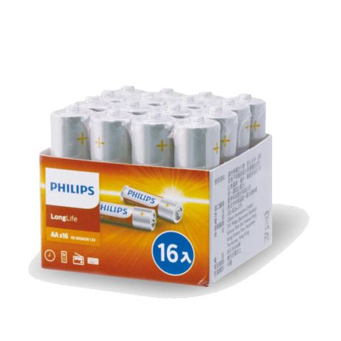 PHILIPS 飛利浦 LongLife碳鋅3號電池64入 R6L16F