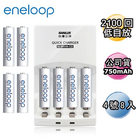 日本Panasonic國際牌eneloop低自放電充電電池組(搭配智慧型充電器+4號8入)