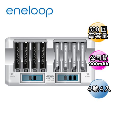 Panasonic 國際牌 日本eneloop高容量充電電池組(搭配8入液晶充電器+4號4入)