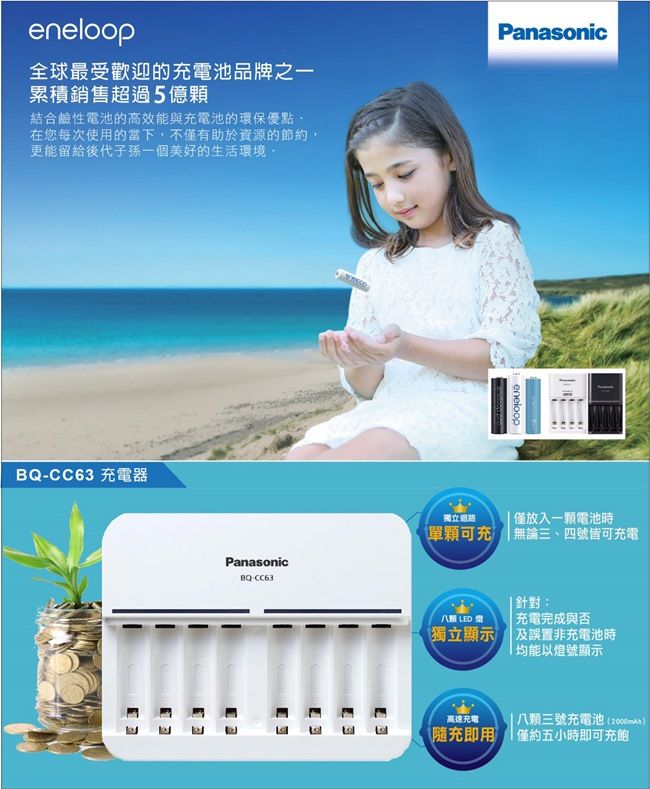 Panasonic eneloop 智控型8槽鎳氫急速充電器BQ-CC63 - PChome 24h購物