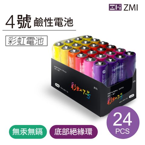 ZMI 鹼性電池 4號AAA 24入裝 彩虹鹼性電池 4號鹼性電池  Maxell監製 AA724