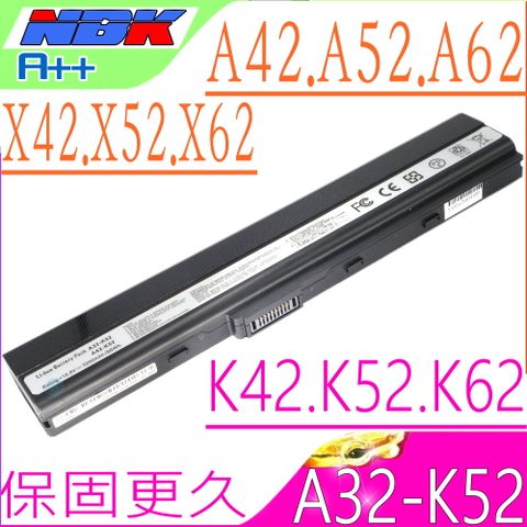 ASUS 華碩 A32-K52 電池適用 K42, K52, K62, A42, A52, A62, K52J, K52F, A42-K52 A52DR,A52F,A52JB K42D,K42DE,K