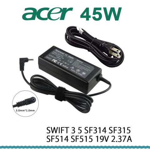 充電器 適用於 宏碁 ACER 變壓器 Swift 3 SF314 SF315 SF514 19V 2.37A 45W