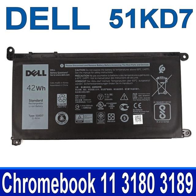 DELL 戴爾  51KD7 3芯  原廠電池 FY8XM Y07HK 內置電池 Chromebook 11 3180 3189 3181 Latitude 11 3180 3189 11.4V 42WH