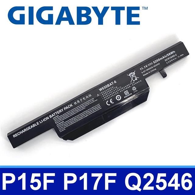 GIGABYTE 技嘉  W650BAT-6 電池 P15F P17F Q2546 Q2556 Q2756 W6500 K570N K590C K610C K650D K710C K750D W650 W651 W655 W670 W670SJQ,W670SRQ,W655RC, W655RN,W655RZ1,W655SBW650BAT-6,6-87-W650S-4D7A2,6-87-W650S-4E72,6-87-W650S-4E7 N650BAT-6