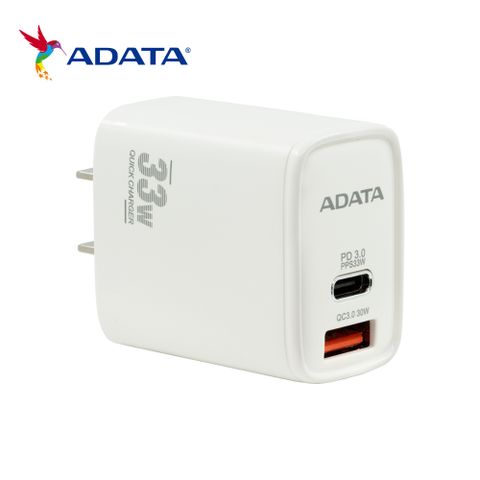 ADATA 威剛 33W高速雙孔快充充電器 USB+TypeC雙孔輸出