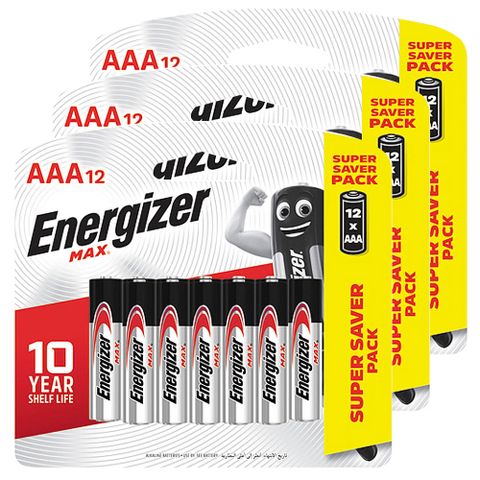 Energizer 勁量 3倍電量MAX鹼性4號AAA電池36入(1.5V長效鹼性電池LR03)