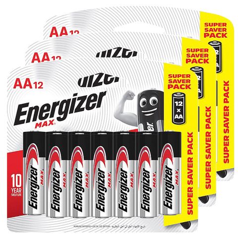 Energizer 勁量 10倍電量MAX鹼性3號AA電池36入吊卡裝(1.5V長效鹼性電池LR6)