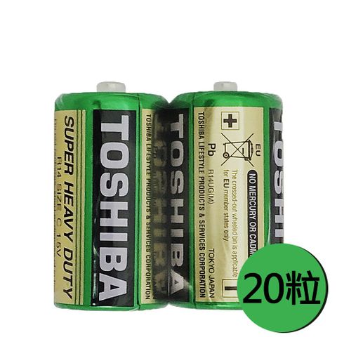【東芝TOSHIBA】2號(C)環保 碳鋅電池 20入盒裝(1.5V無汞 無鎘 無污染)