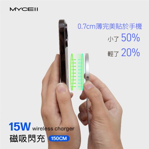 MYCELL 15W 磁吸式無線充電器(內附手機引磁貼片)