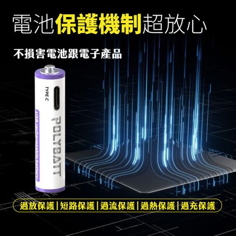 POLYBATT 4號AAA USB充電式電池 750mWh 充電鋰電池(附一對四充電線)