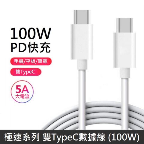 LANS 【100W快充】極速系列 雙Type-C快充線 TypeC to TypeC 數據充電線 PD100W 快充線 充電線 數據線 - 2M