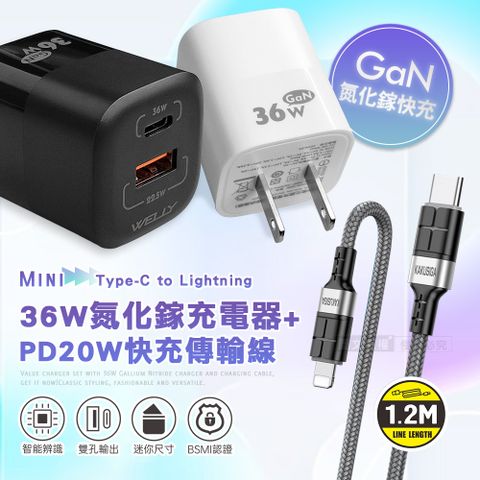 WELLY 威力 36W氮化鎵GaN 雙孔充電器+