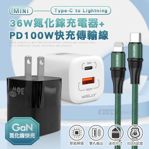 WELLY 威力 【超值必Buy】 36W氮化鎵GaN PPS雙孔迷你充電器+