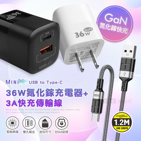 WELLY 威力 36W氮化鎵GaN 雙孔充電器+