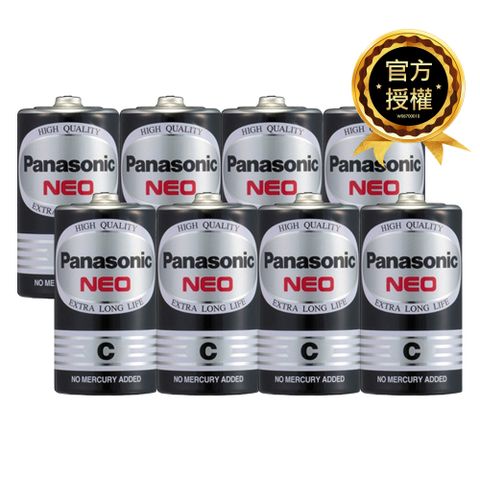 Panasonic 國際牌 碳鋅電池2號C電池8入裝(R14NNT/1.5V黑錳電池/乾電池/公司貨)