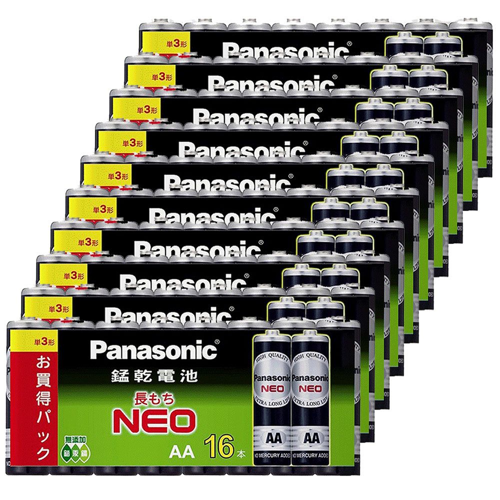 Panasonic 國際牌 碳鋅電池3號AA電池160入裝(R6NNT/1.5V黑錳電池/乾電池/公司貨)