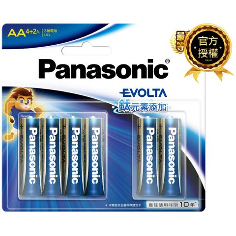 【Panasonic 國際牌】Evolta鈦元素鹼性電池3號(4+2)